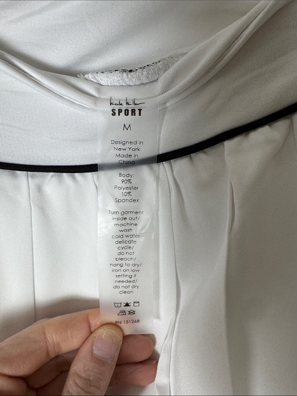 Nicole Miller Sport White Pleated Skater Skirt with Black Trim - Picture 4 of 7